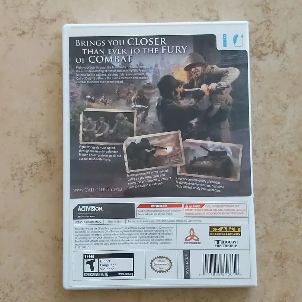 Call of Duty 3 (III) for Nintendo Wii Video Game Disc with Case and Book